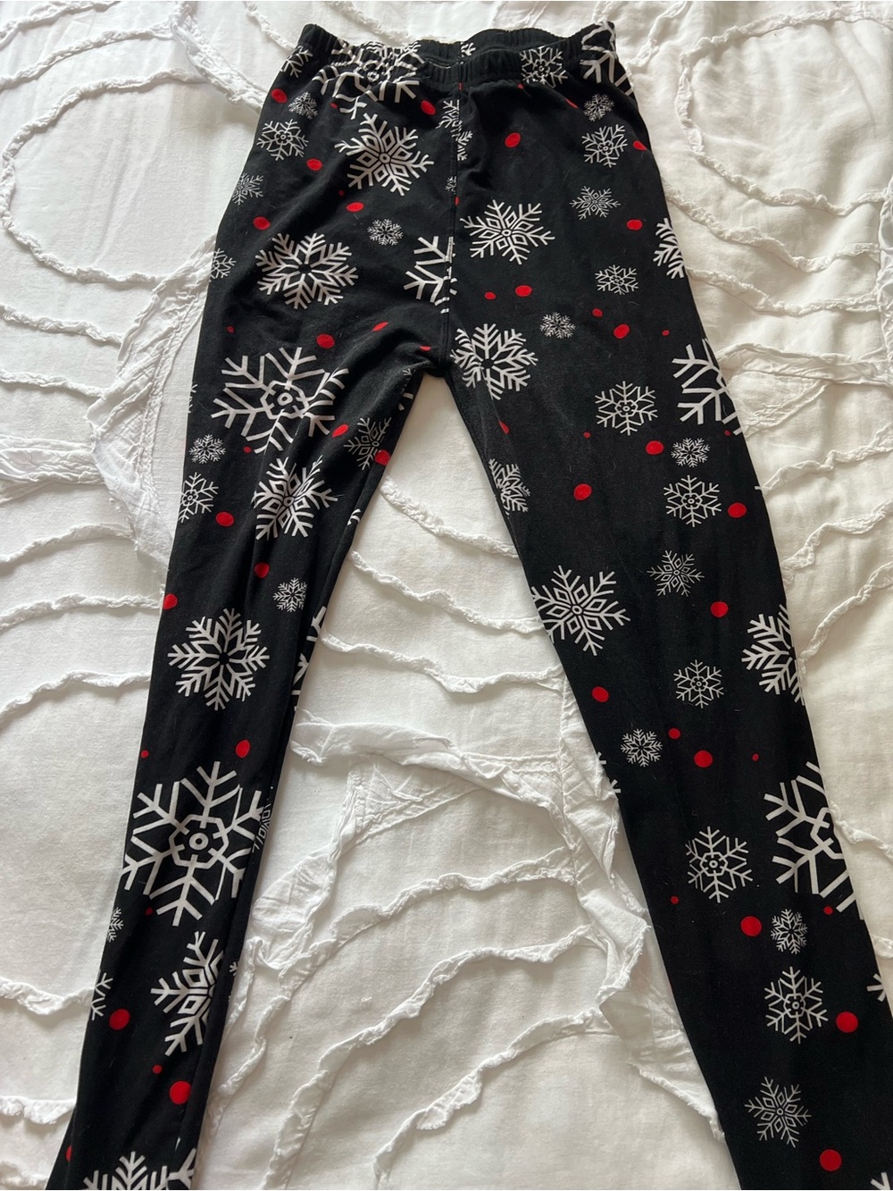 Womens Black Snowflake Holiday Leggings